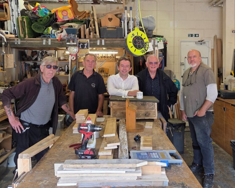 Tom Rutland MP with the Southdown Men in Sheds team.