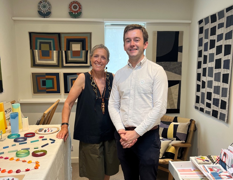 Tom Rutland MP and local artists, Sarah Bidwell.
