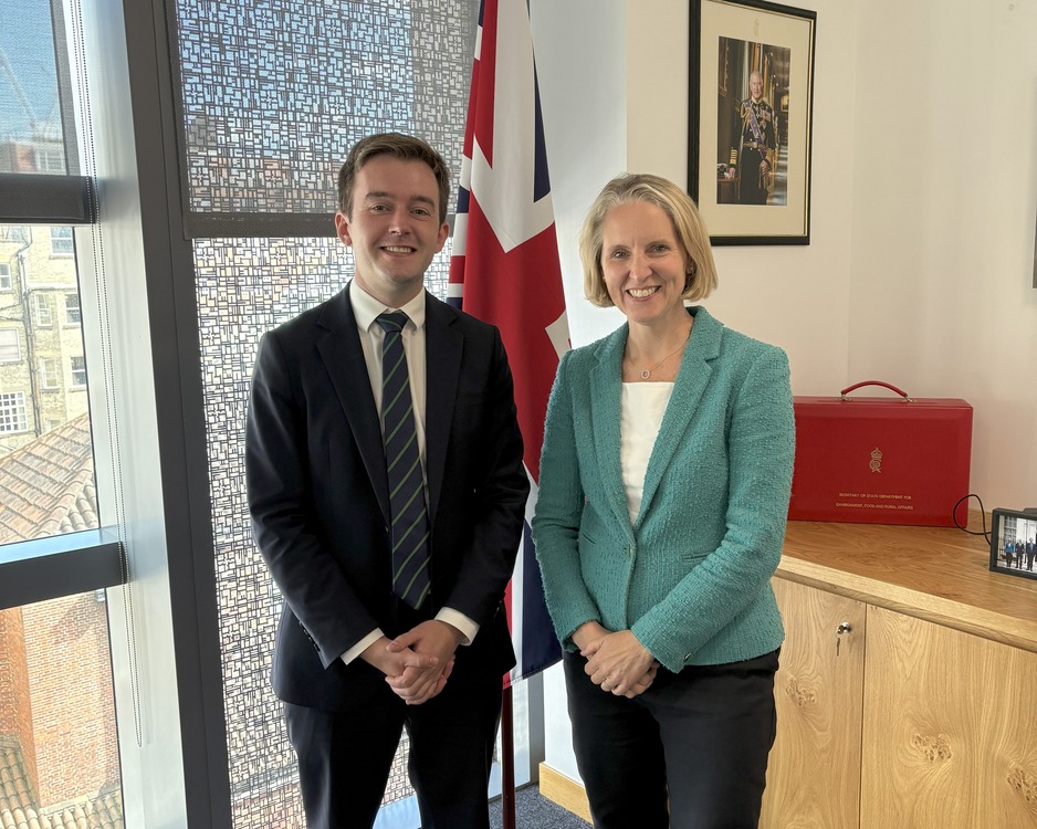 Tom Rutland MP for East Worthing and Shoreham with the Secretary of State for Environment, Food and Rural Affairs, Emma Reynolds MP for High Wycombe.