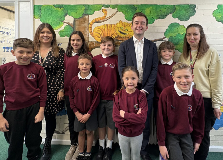 Tom Rutland MP for East Worthing and Shoreham at Eastbrook Primary School.