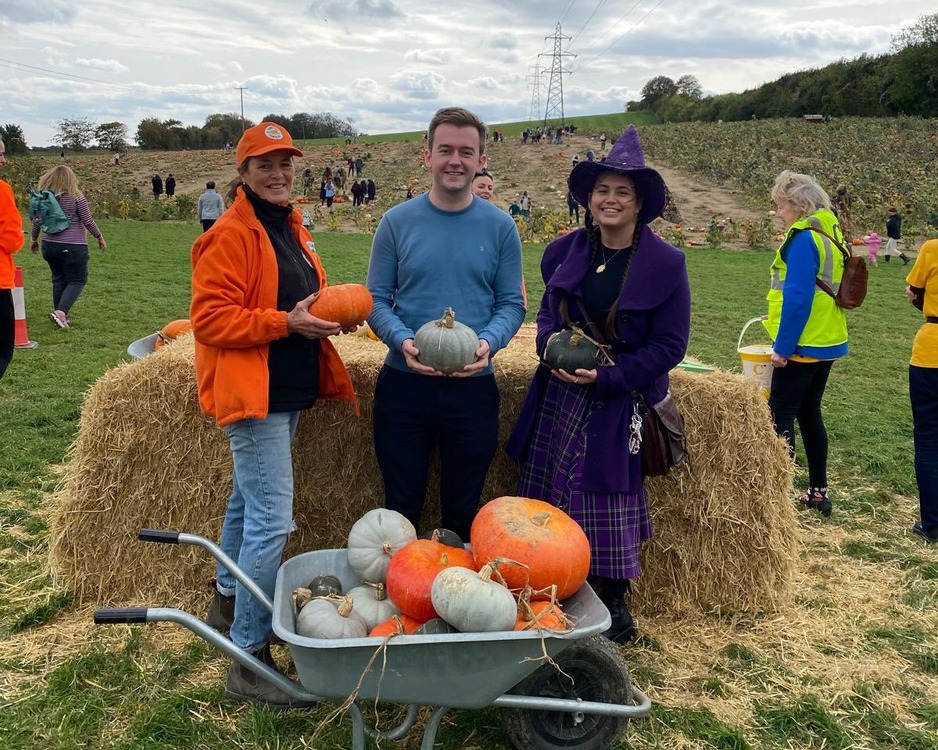 Tom Rutland MP for East Worthing and Shoreham at Sompting Pumpkins.