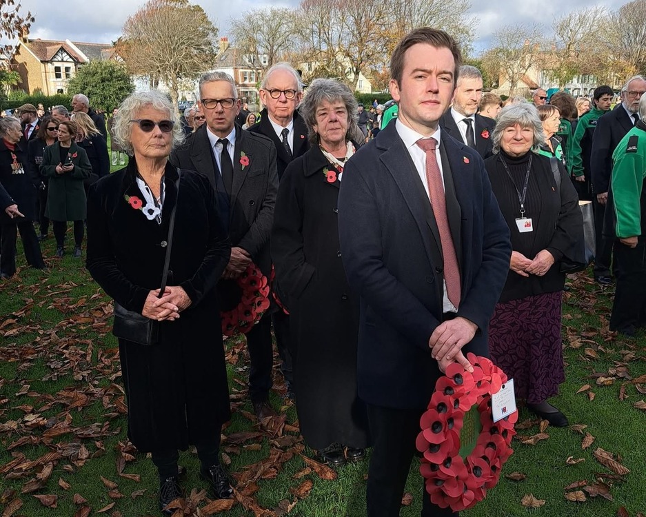 Tom Rutland MP and local councillors at a Southwick Remembrance service.