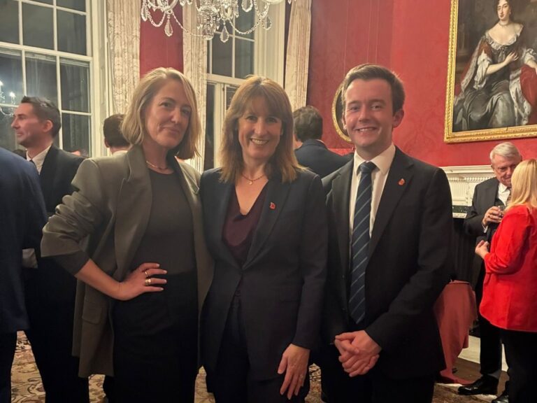 Chancellor Rachel Reeves, Tom Rutland MP and Victoria Tripp.