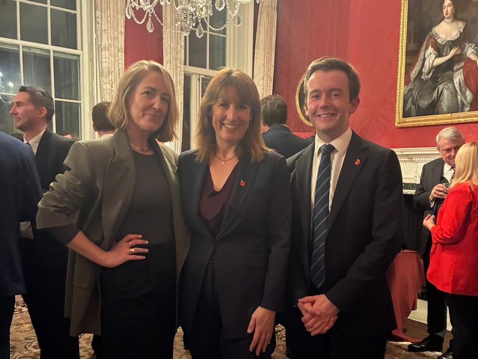 Chancellor Rachel Reeves, Tom Rutland MP and Victoria Tripp.