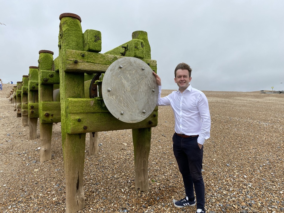 Tom Rutland MP at Widewater Lagoon in Lancing.