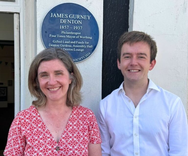 Tom Rutland MP and Beccy Cooper MP at the unveiling of the new blue plaque in Worthing.