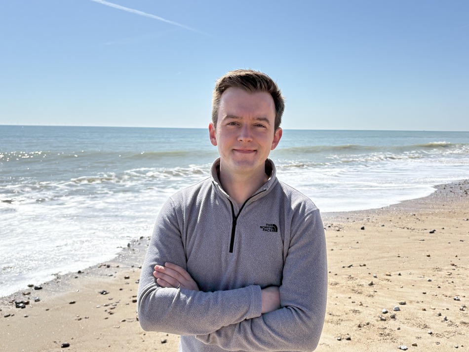 Tom Rutland MP on Lancing beach.